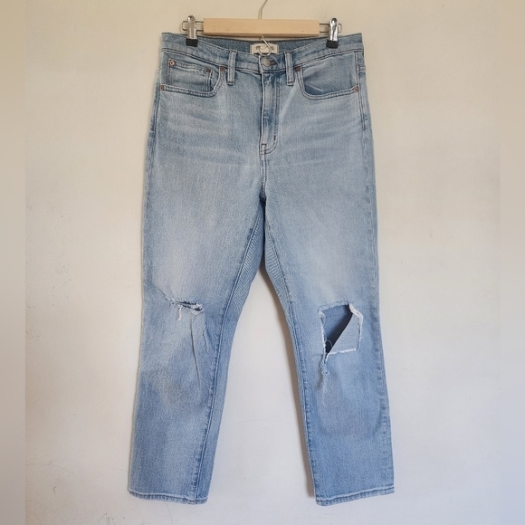 Madewell Denim - Madewell The High Rise Slim Crop Boyjean Dumas Wash Ripped Edition Size 27 MC556